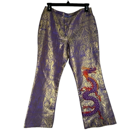 Patty Shelabarger Pants - Patty Shelabarger Metallic Dragon Bootcut Pants size S